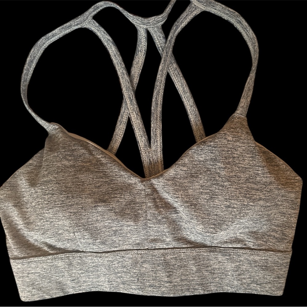 JoyLab Gray and Cream Strappy Sports Bra